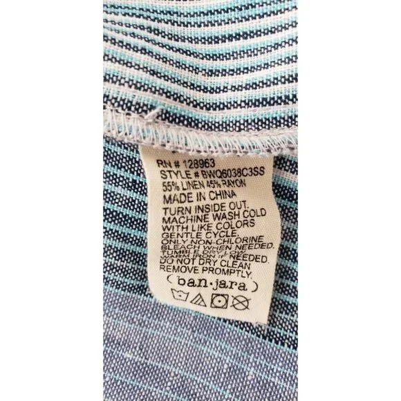 BAN•JARA OPEN FRONT STRIPED 3/4 SLEEVES BLAZER LARGE - Picture 7 of 7